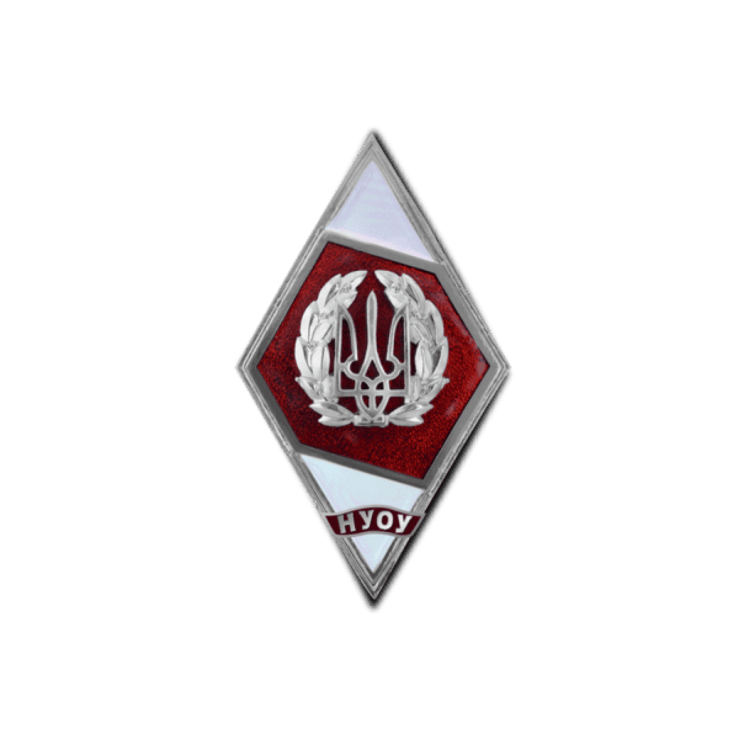 Нагрудный знак (Ромб) об окончании (красный) НПОУ (Национальный университет обороны Украины)