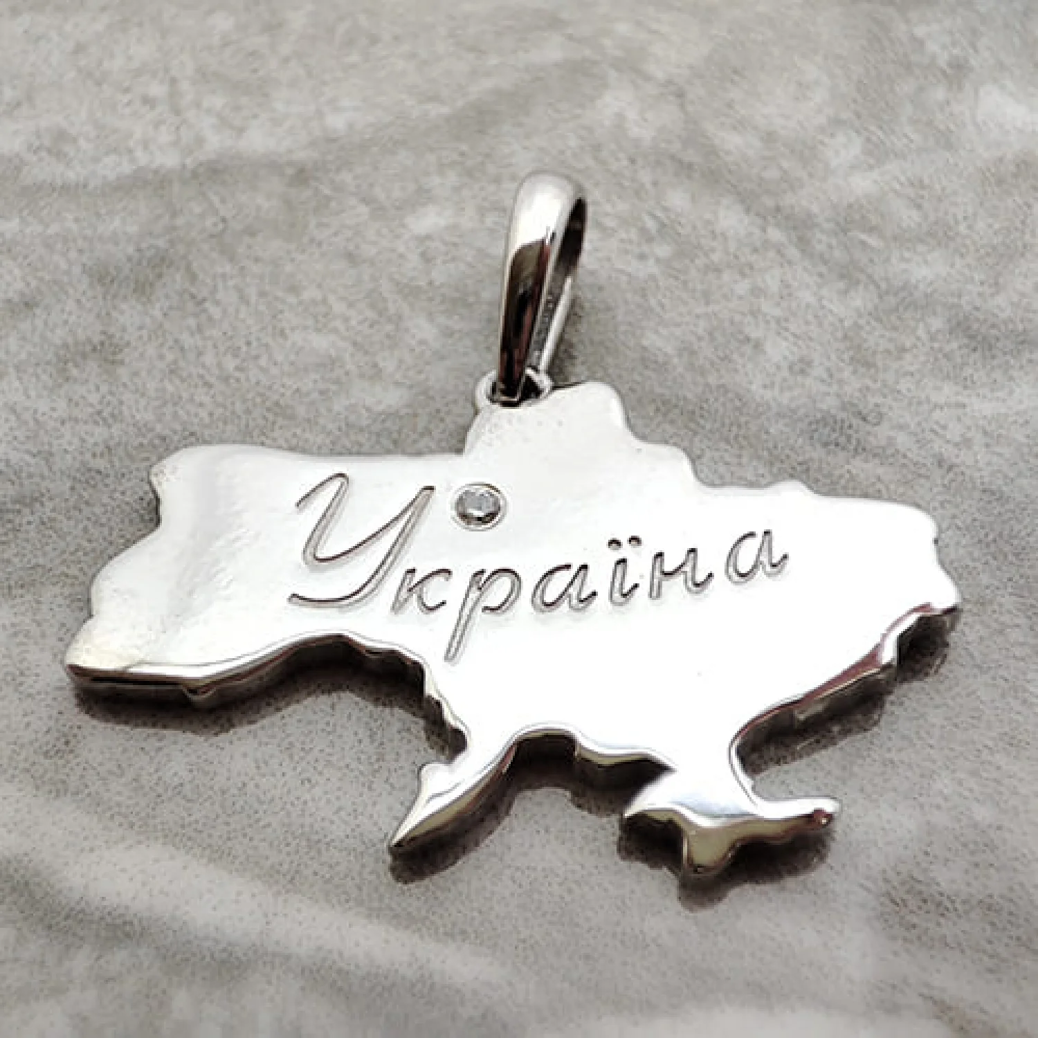 Срібна підвіска мапа України