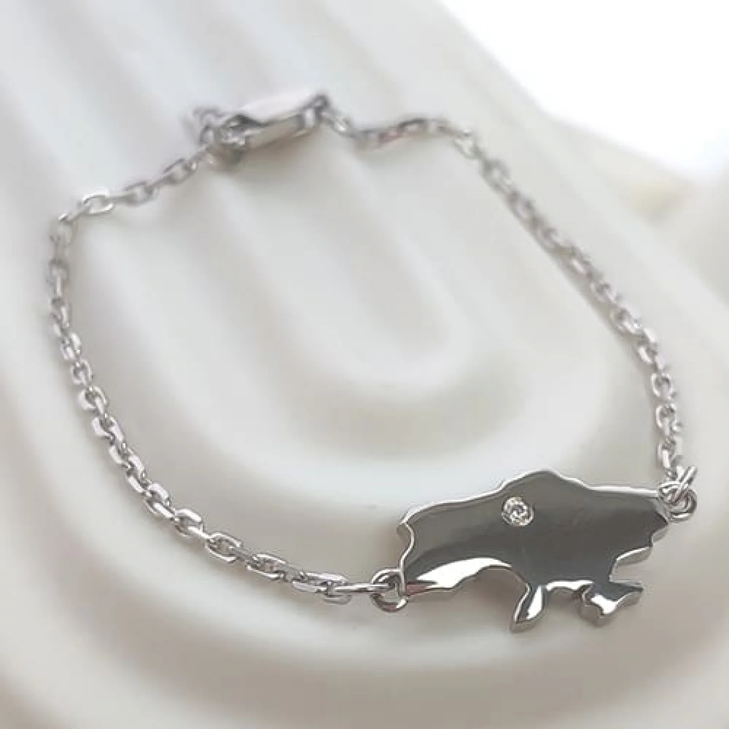 Серебряный браслет карта Украины (камень)