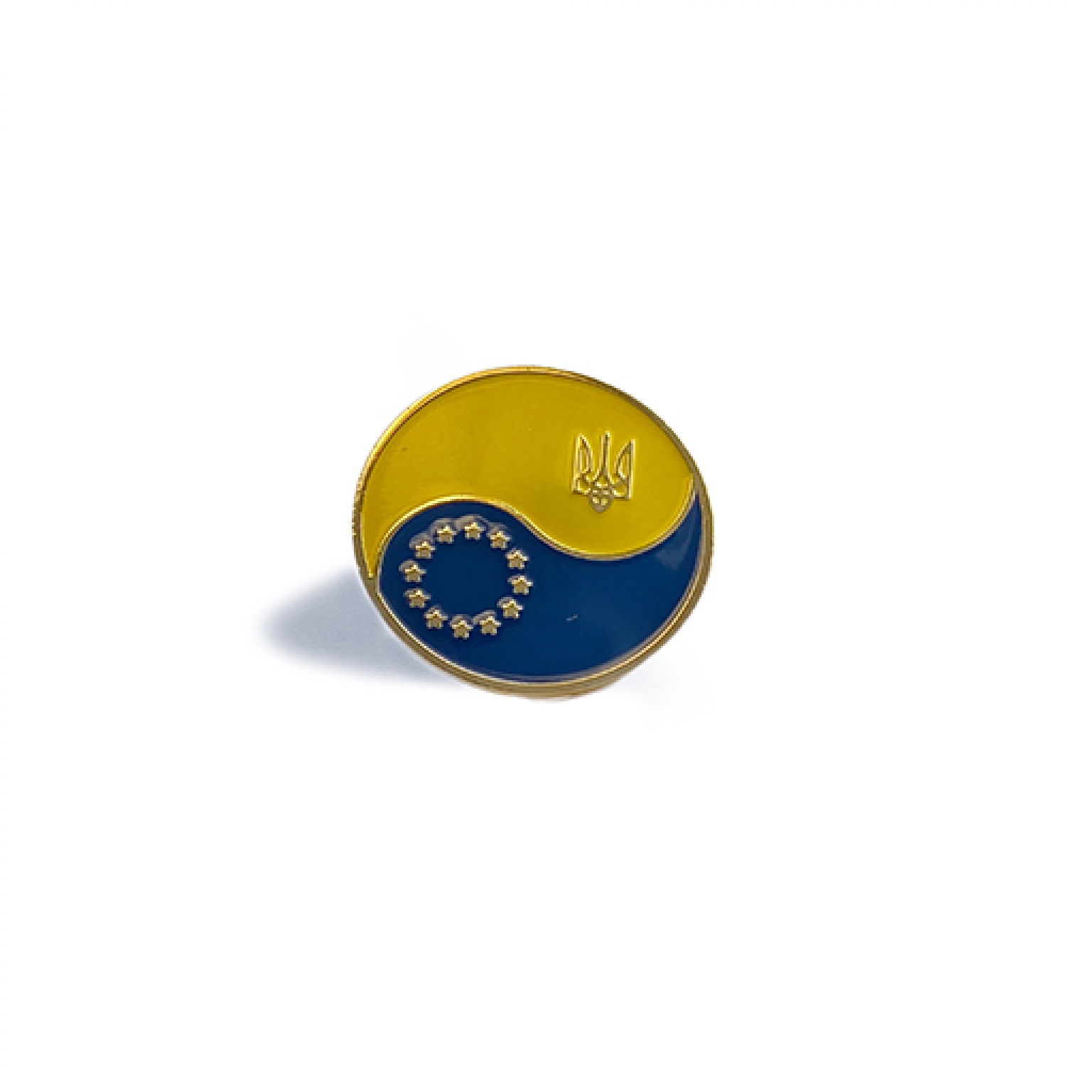 Значок Украина - ЕС желто-голубой с полимером.