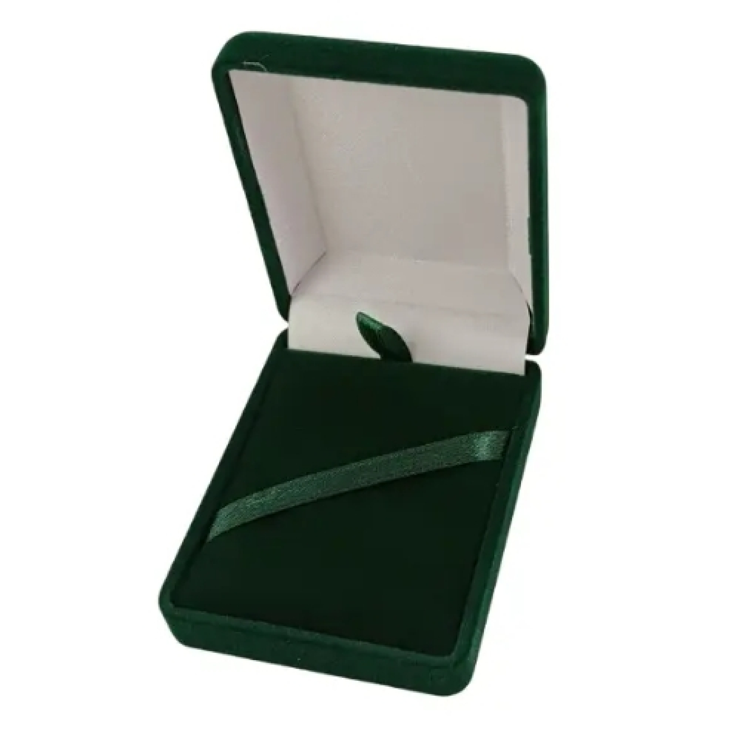 Классический футляр для наград, медалей, орденов, монет, значков зелено-белый бархатный 804-2