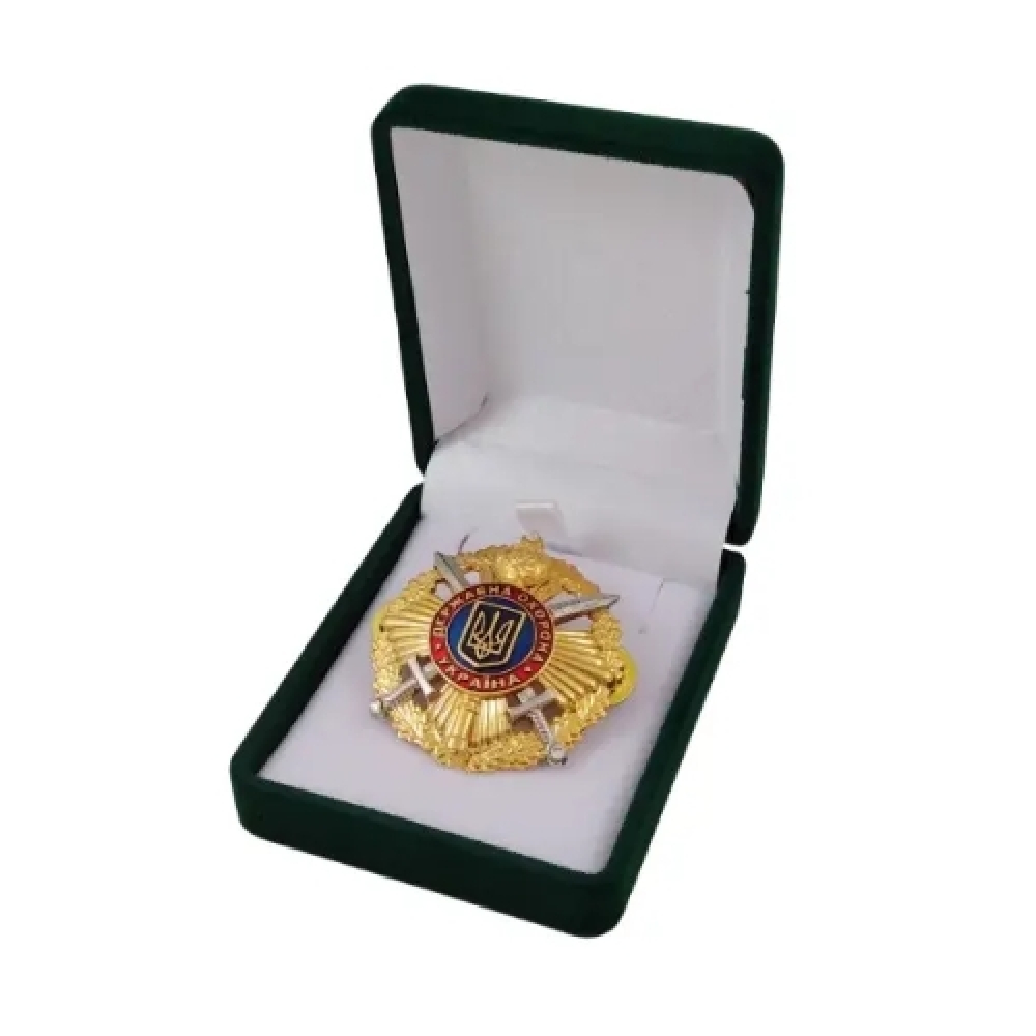 Классический футляр для наград, медалей, орденов, монет, значков зелено-белый бархатный