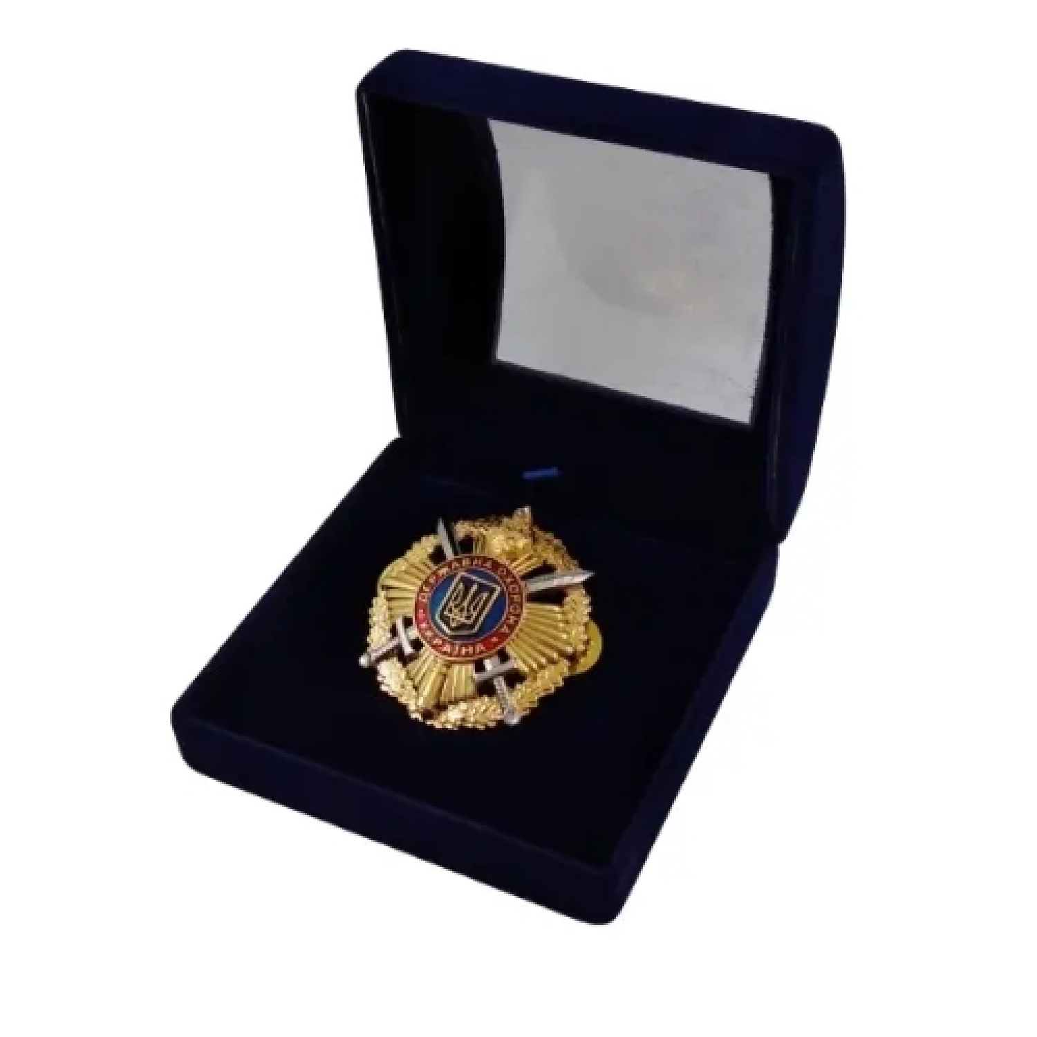 Классический футляр для наград, медалей, орденов, монет, значков синий бархатный с прозрачной крышкой 183В