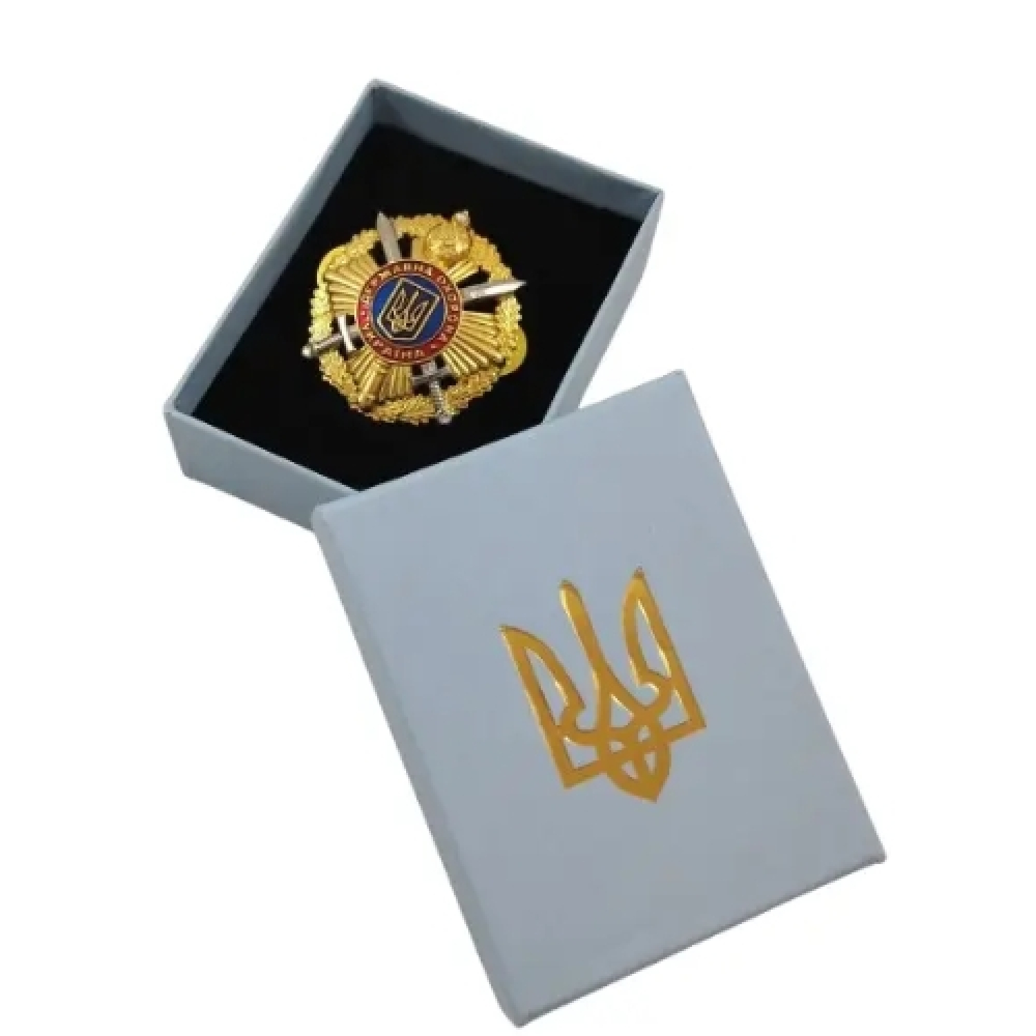 Футляр для наград картонный ТРЗ с трезубцем голубой