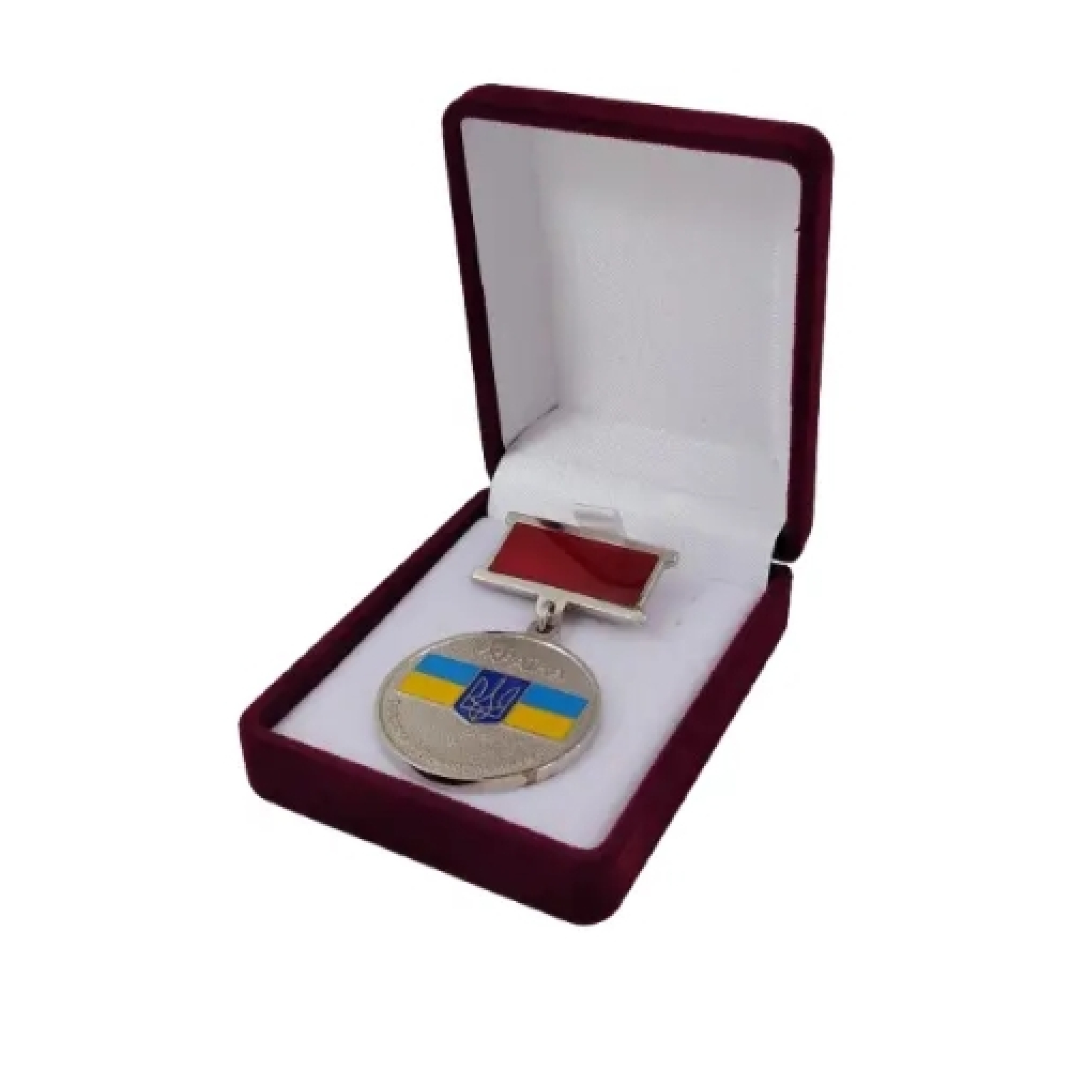 Футляр классический для наград, медалей, орденов, монет, иконок бордово-белый бархатный