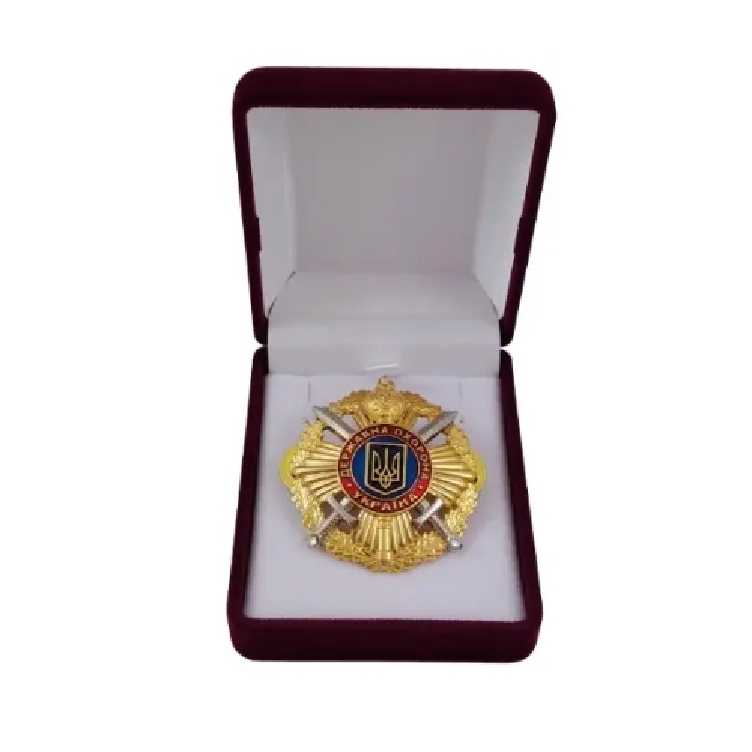 Футляр классический для наград, медалей, орденов, монет, иконок бордово-белый бархатный