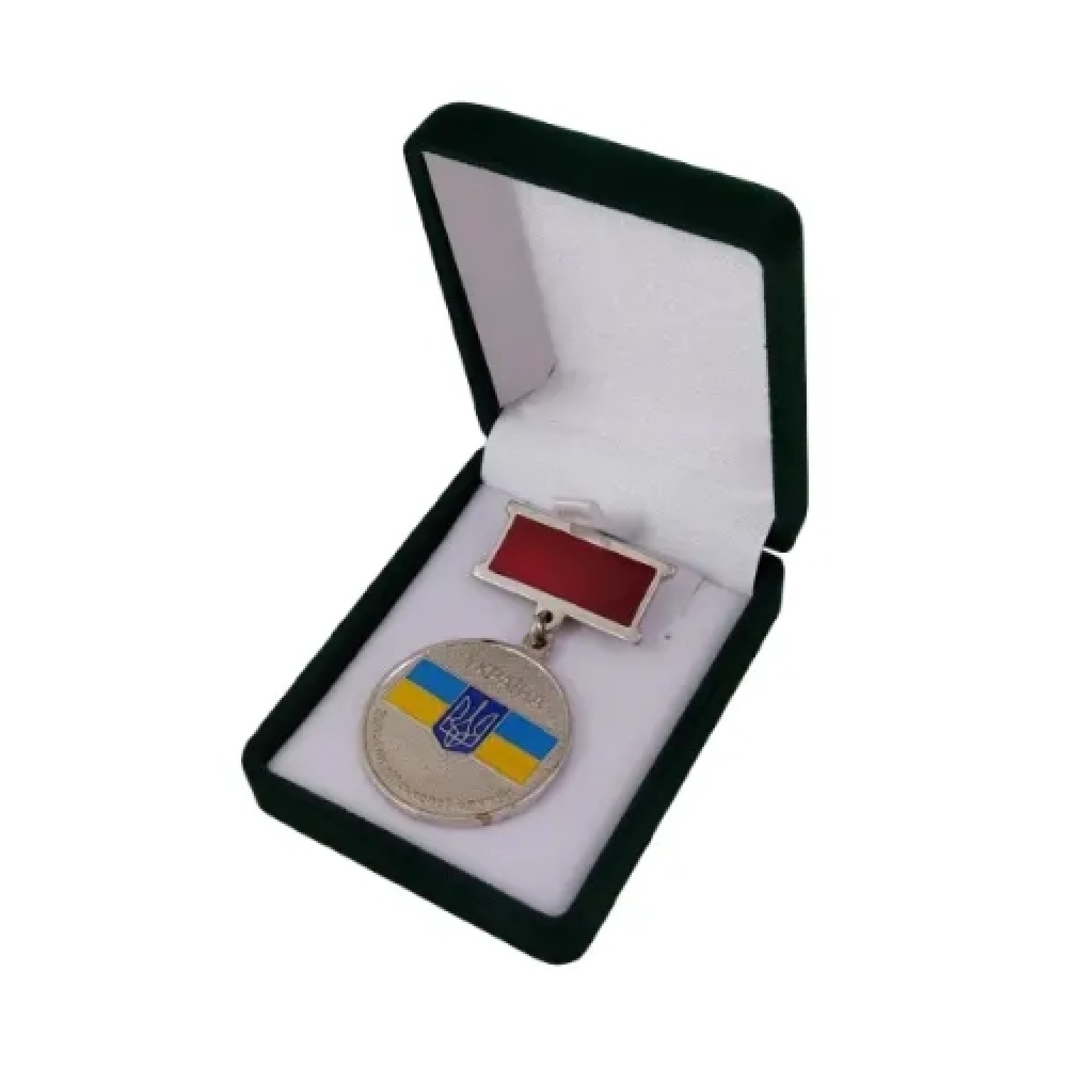 Классический футляр для наград, медалей, орденов, монет, значков зелено-белый бархатный