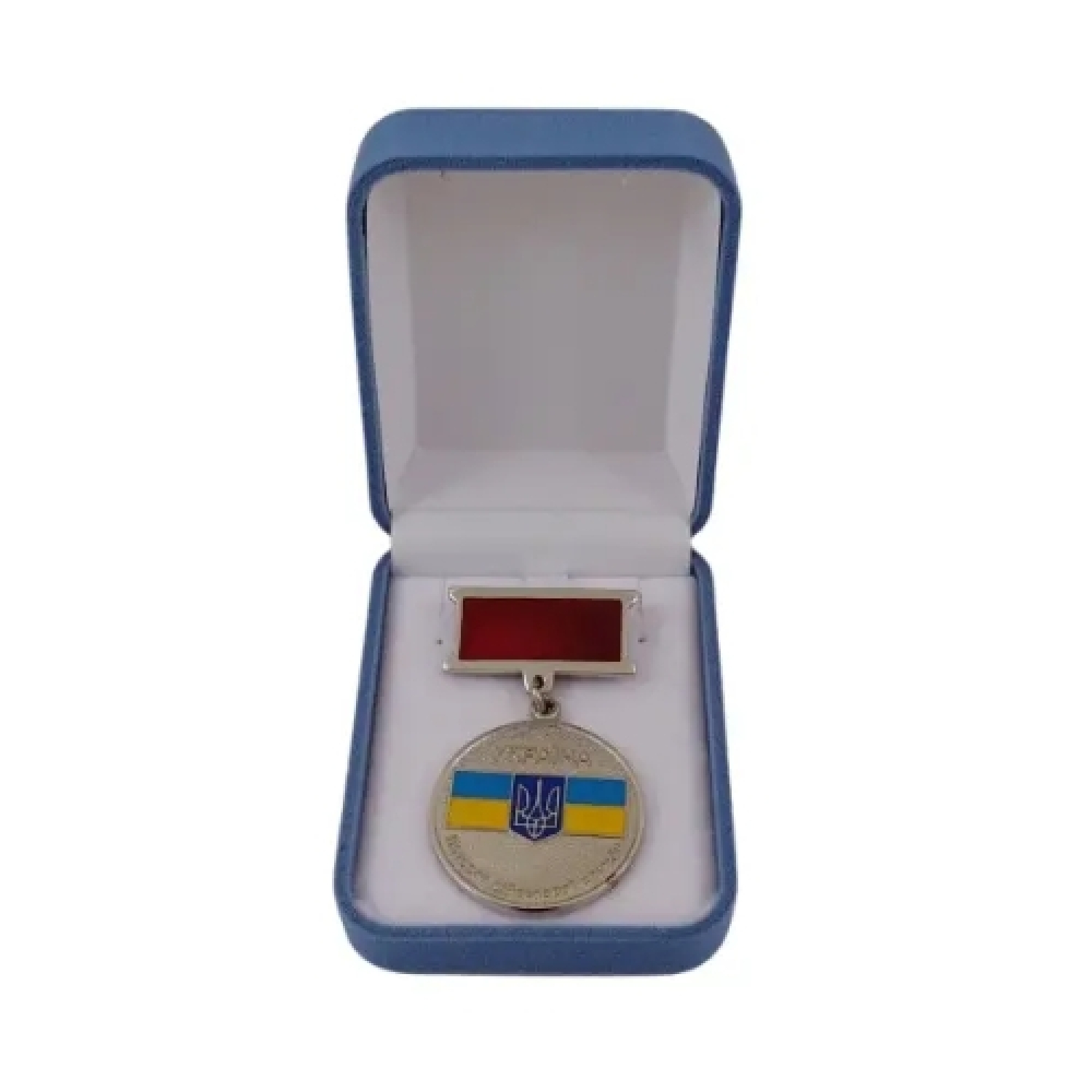 Футляр классический для наград медалей монет иконок серо-синий бархатный