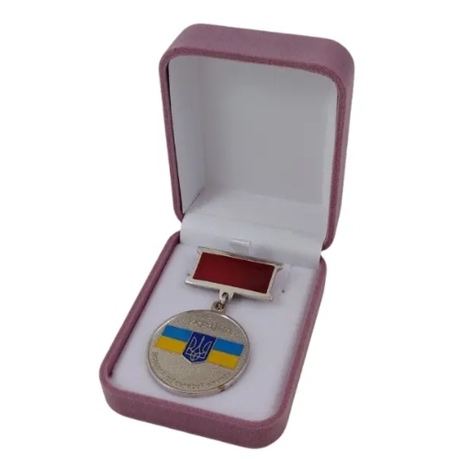 Футляр классический для наград медалей монет иконок розово-серый бархатный