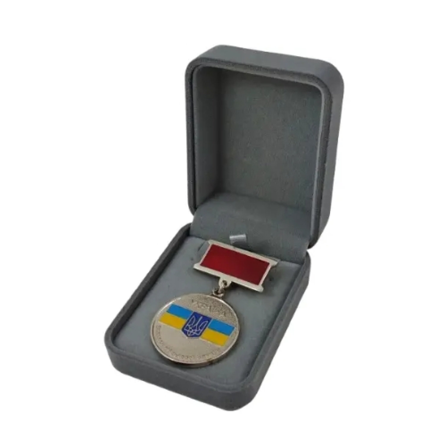 Футляр классический для наград медалей монет иконок серый бархатный