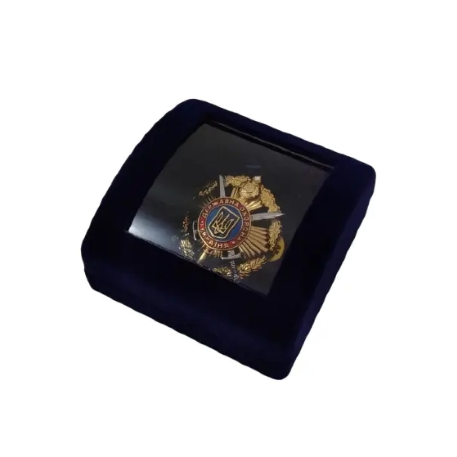 Классический футляр для наград, медалей, орденов, монет, значков синий бархатный с прозрачной крышкой 183В