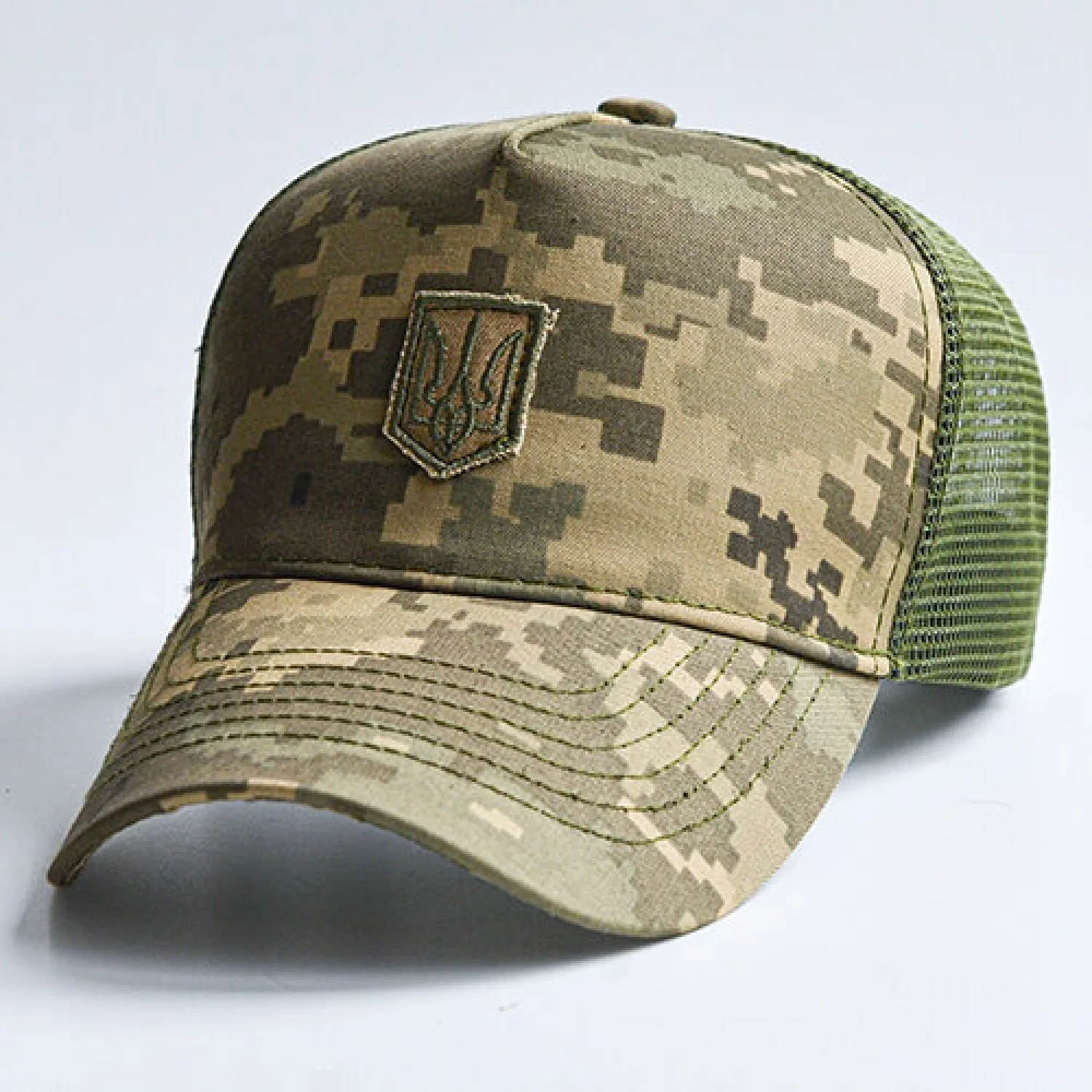 Трекерка вышивка ГЕРБ+сетка, камуфляж пиксель хаки (зеленый)