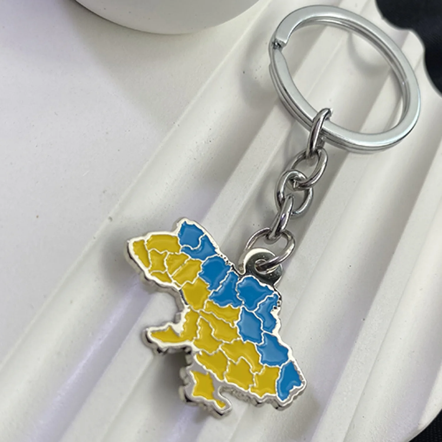 Брелок Мапа України Жовто-блакитна (нікель)