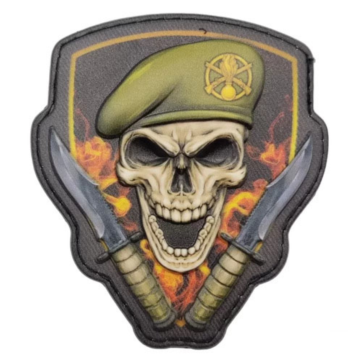 Шеврон Череп в берете Механизированные войска объемный