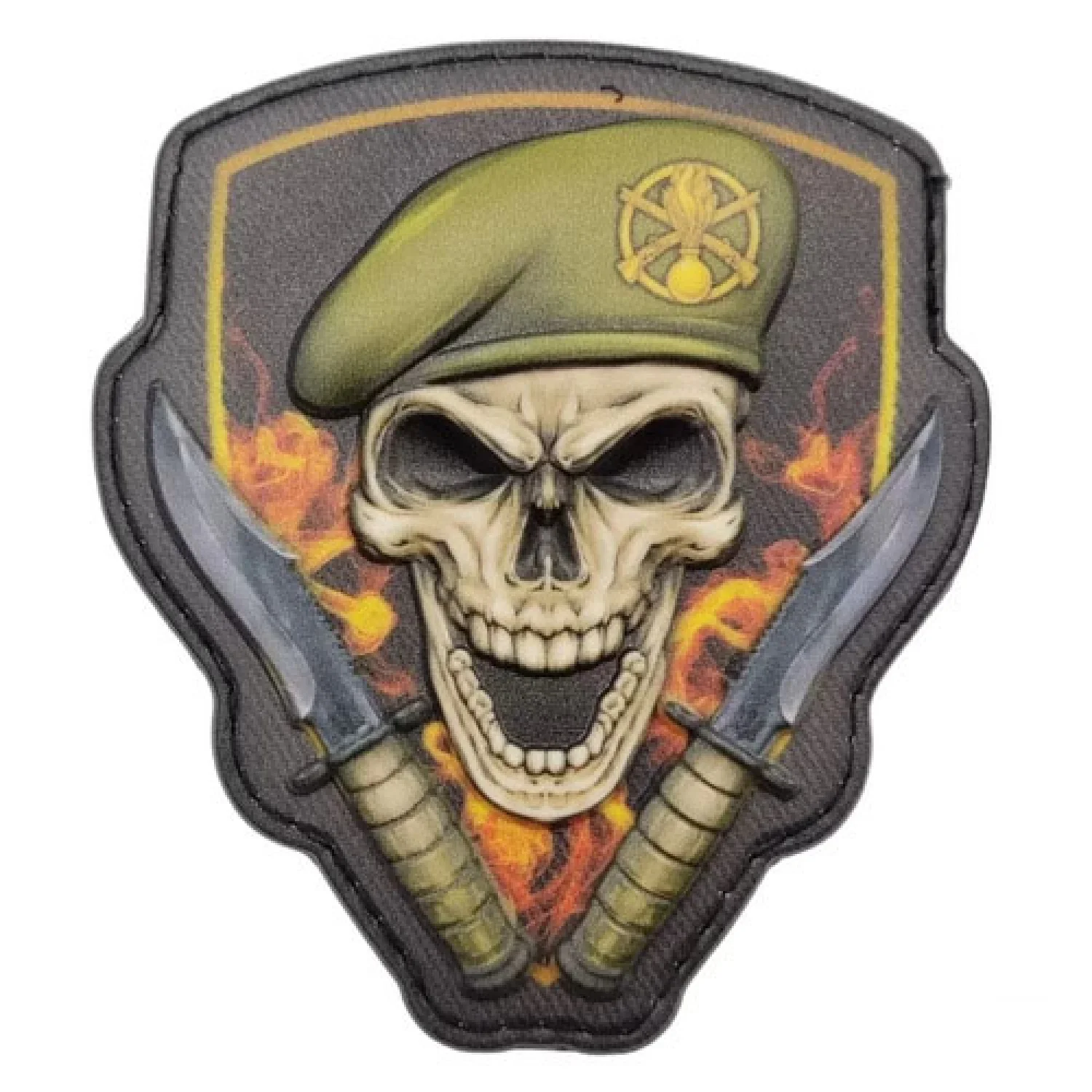 Шеврон Череп в берете Механизированные войска объемный