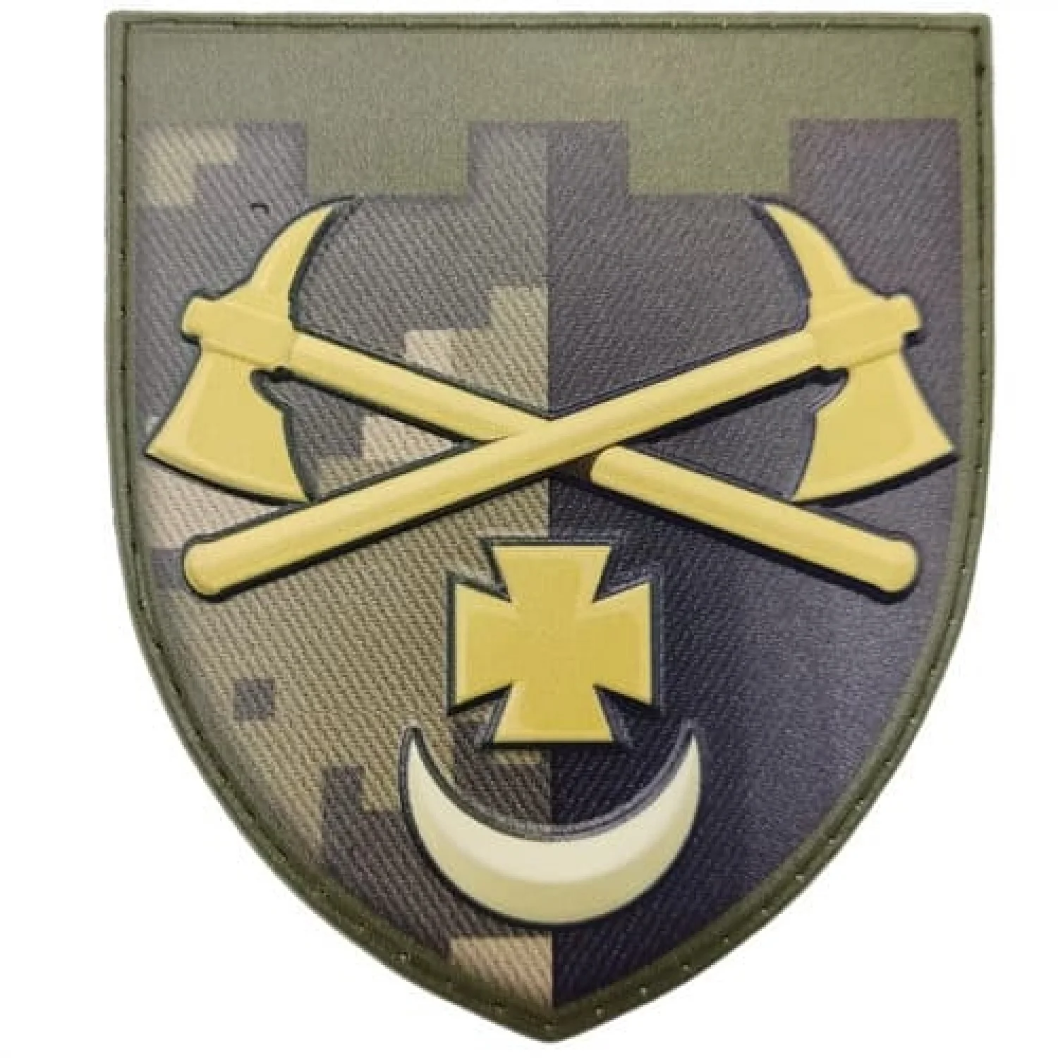 Шеврон ЗСУ ТРО А4780 2 сокири хрест і місяць піксель