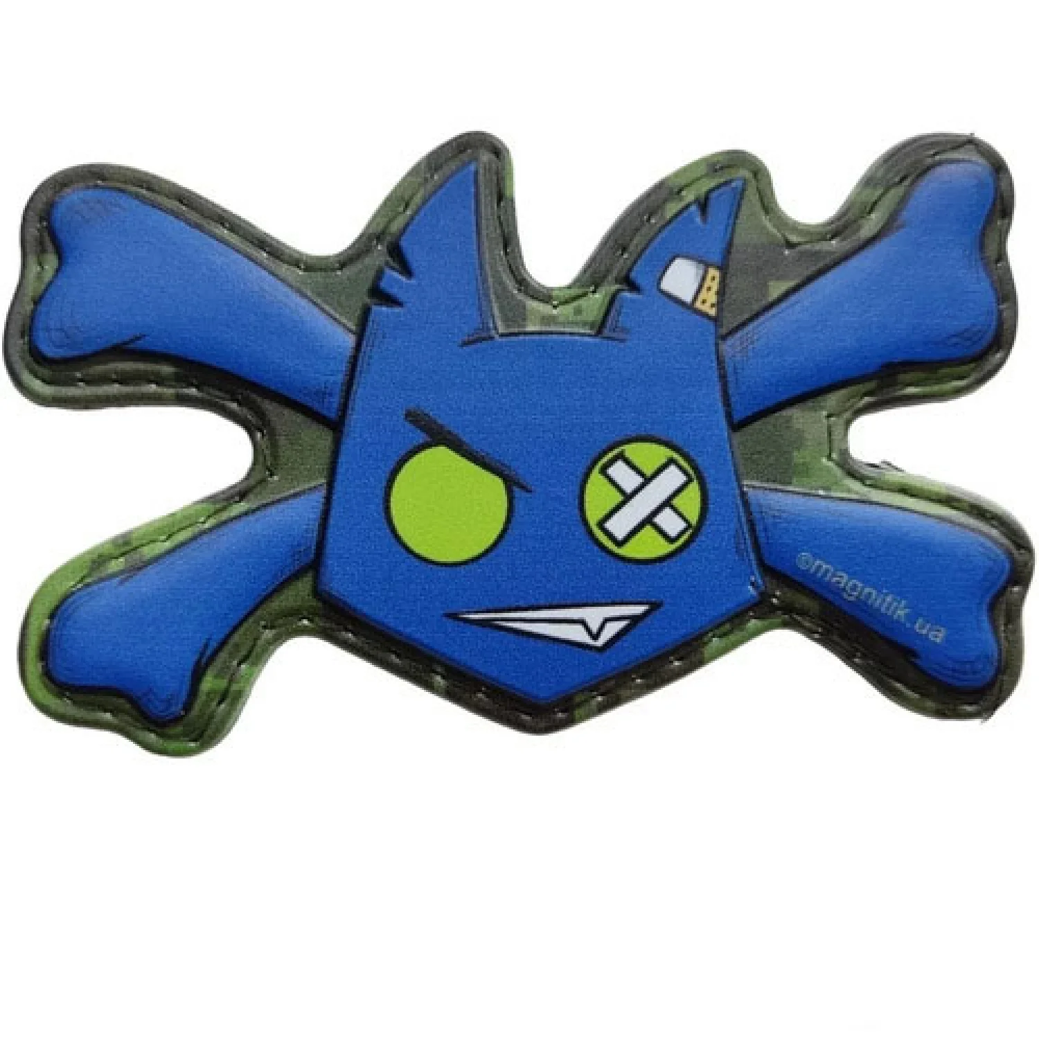 Шеврон Чортеня з кістками синій