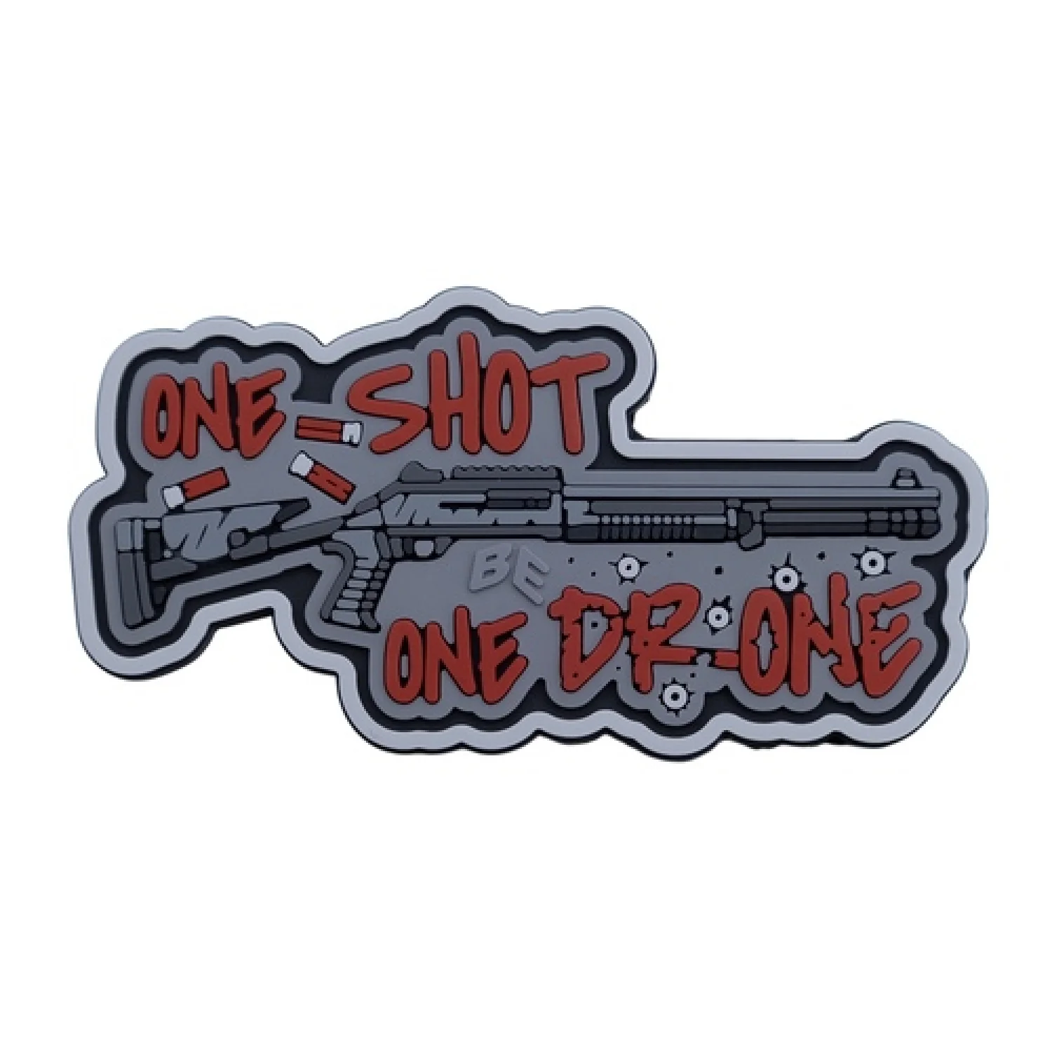 ПВХ Патч (шеврон) «One Shot - One Drone» grey