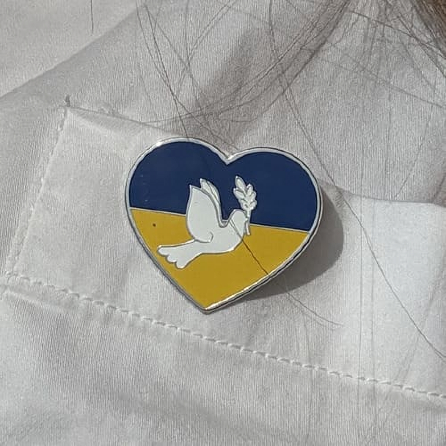 Пін на одяг Серце голуб