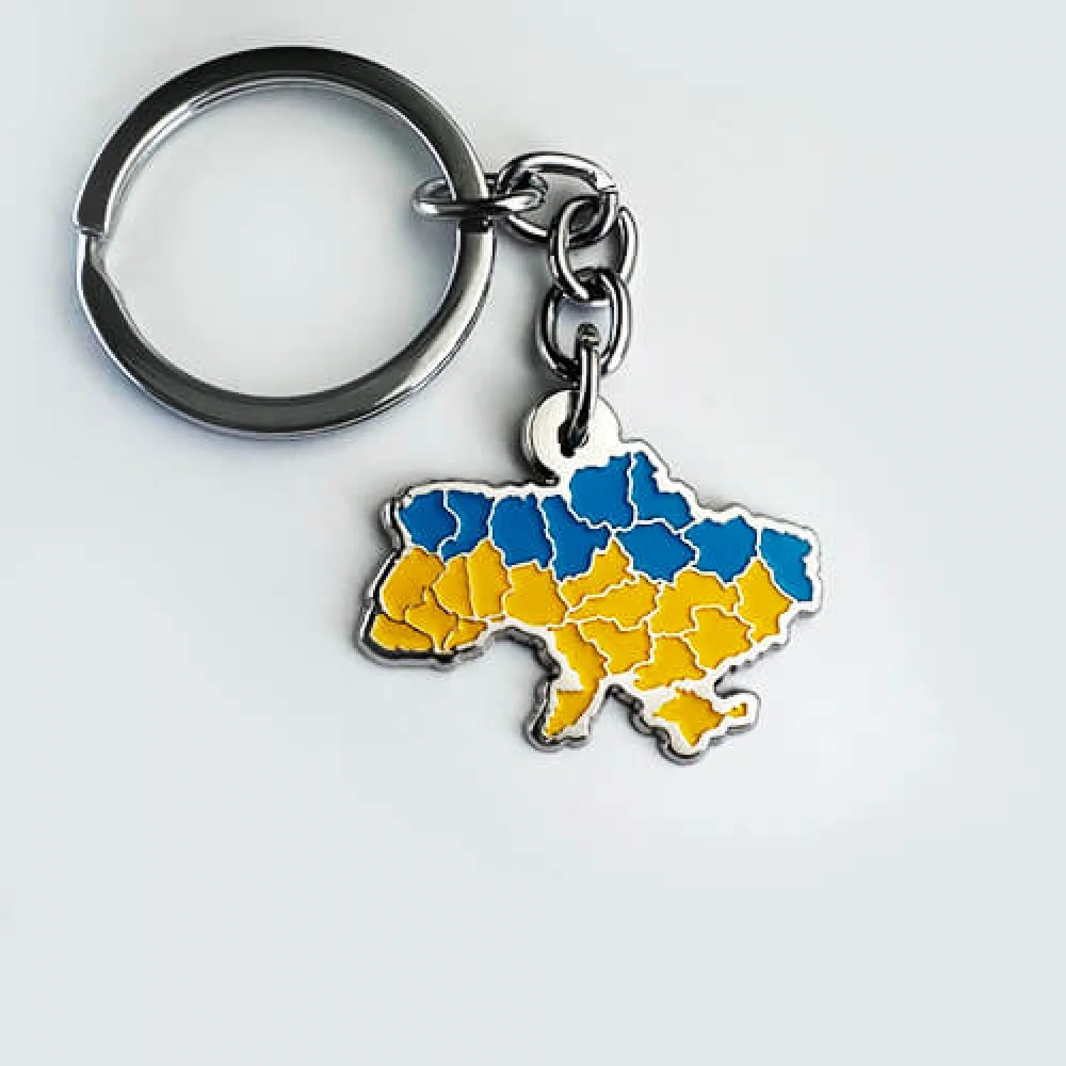 Брелок Мапа України Жовто-блакитна (нікель)