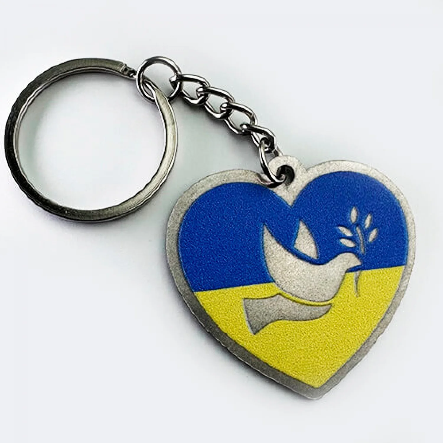 Брелок металевий з друком серце горлиця