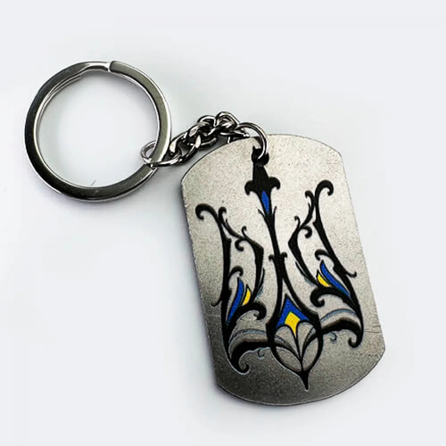 Брелок металевий з друком жетон тризуб