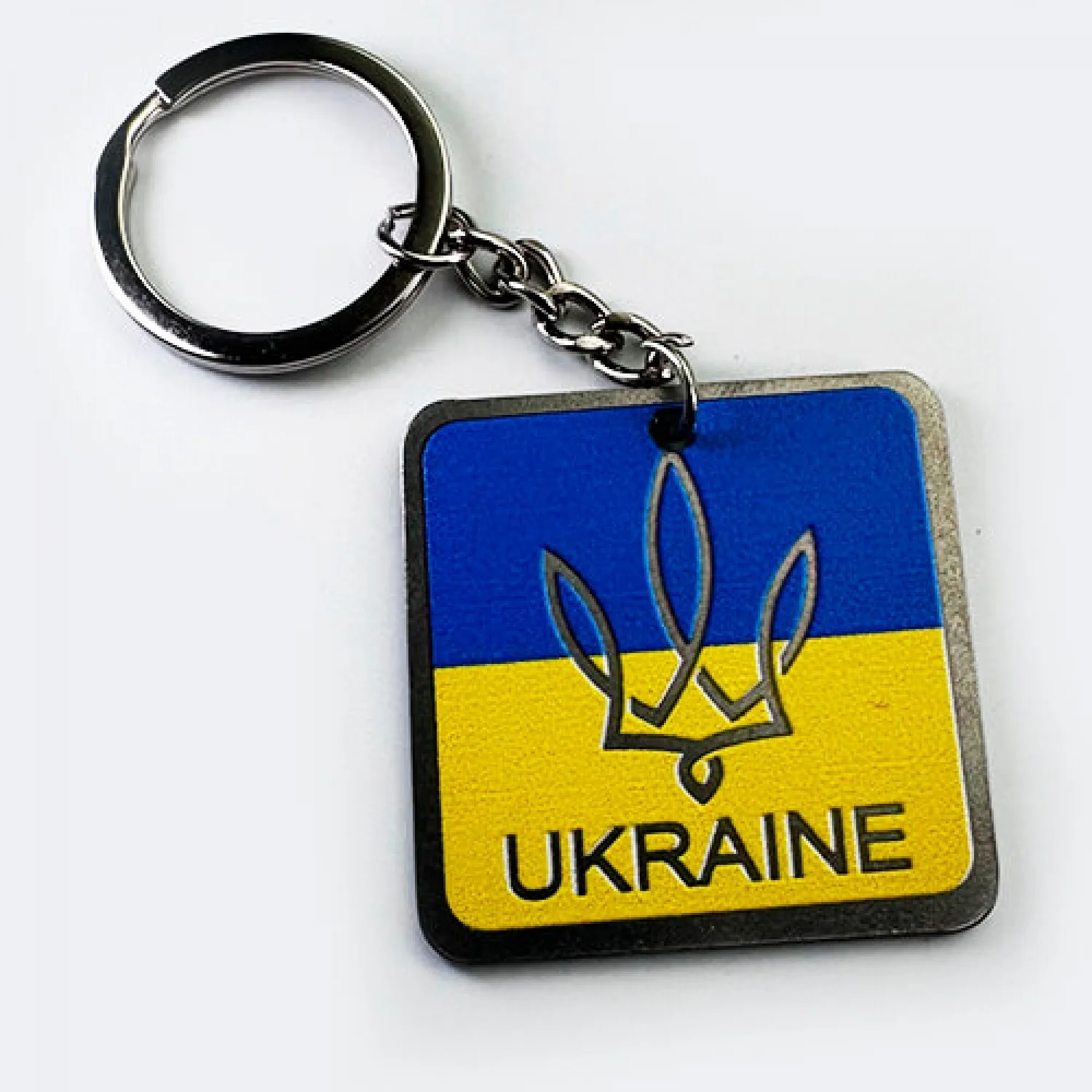 Брелок металевий з друком Ukraine