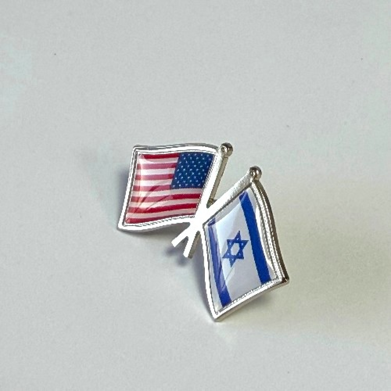 Значок флаги США / Израиль под серебро