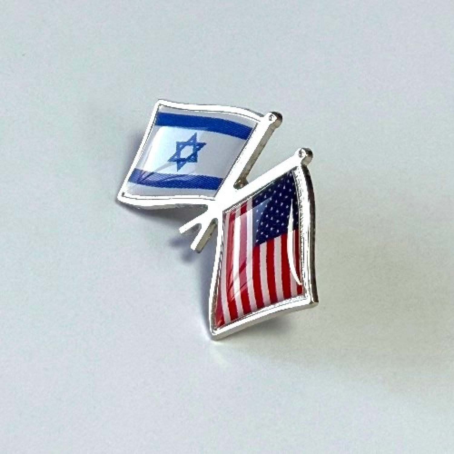 Значок флаги США / Израиль под серебро