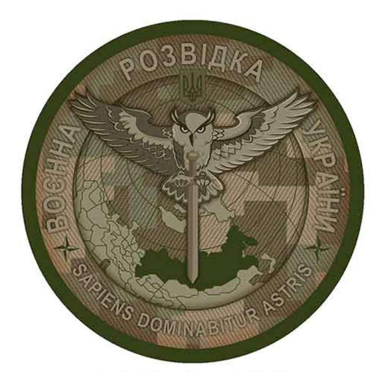 Нашивка ВСУ Военная разведка Украины рыжий пиксель