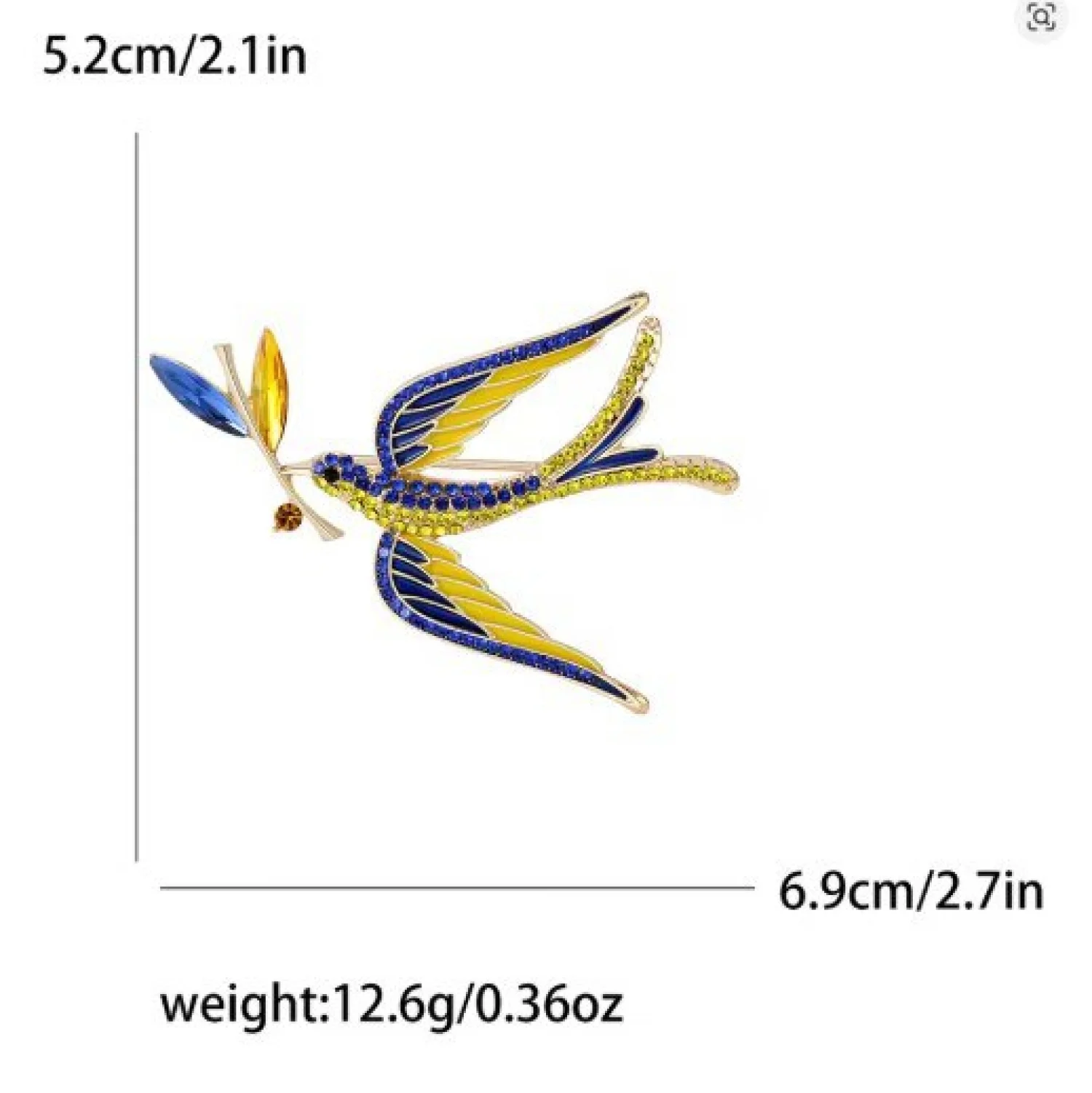 Брошка Ластівка миру жовто-блакитна