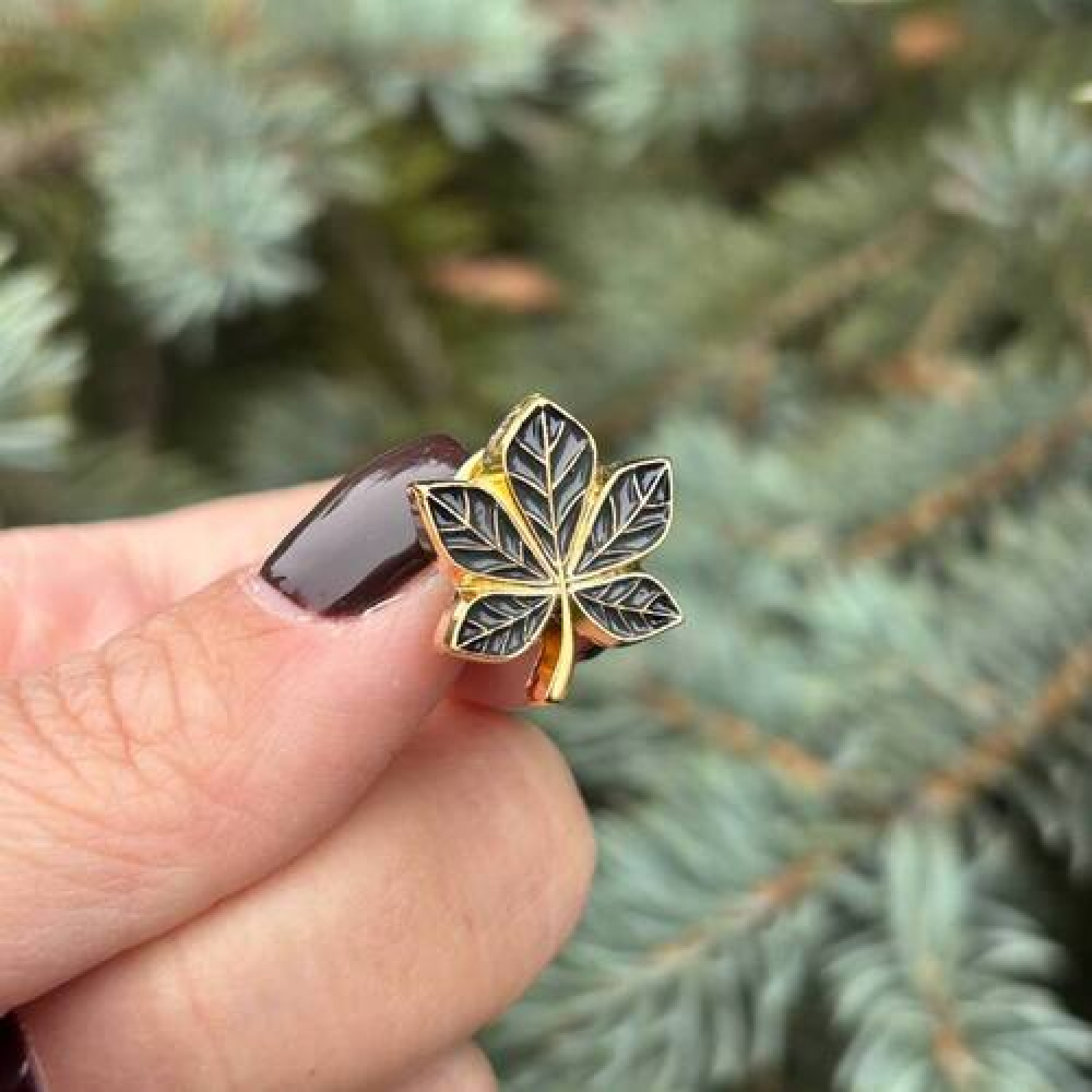 Значок Каштан черный позолота