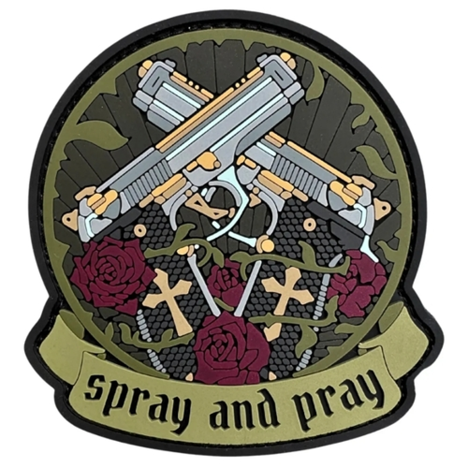 ПВХ патч "SPRAY AND PRAY" круглий+надпис