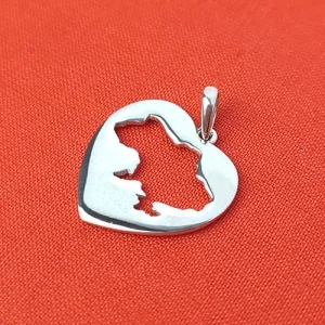 Срібна підвіска Серце з мапою України