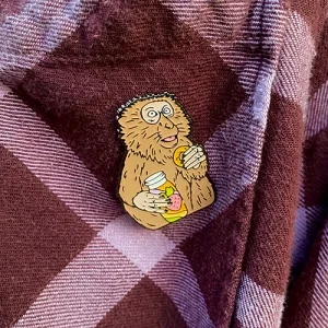 Значок Мавпа з йогуртом та бубликом