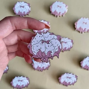 Значок Хлопок розовый с котиками