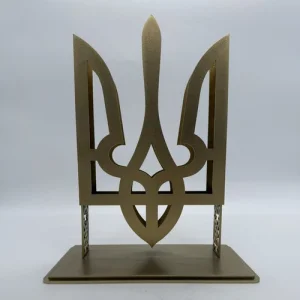 Тризуб великий настільний з нержавіючої сталі позолота