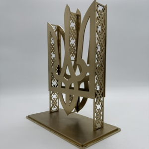 Трезуб большой настольный из нержавеющей стали позолота