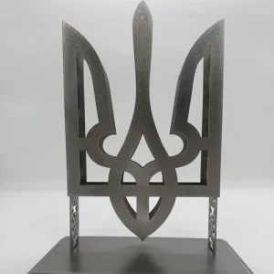 Тризуб великий настільний з нержавіючої сталі срібло