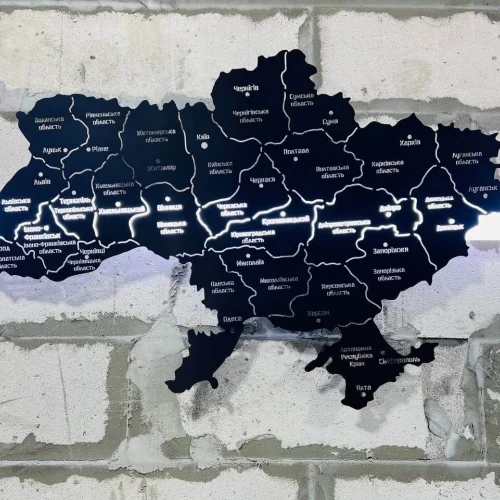 Настенная карта Украины из металла размер L