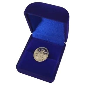 Футляр квадратний для нагород, медалей, орденів, монет, значків синій оксамитовий