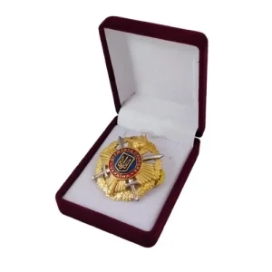 Футляр классический для наград, медалей, орденов, монет, иконок бордово-белый бархатный