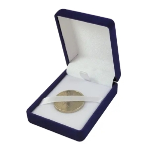 Футляр классический для наград, медалей, орденов, монет, иконок синий бархатный