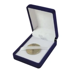 Футляр классический для наград, медалей, орденов, монет, иконок синий бархатный