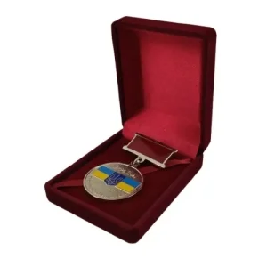 Футляр класичний для нагород, медалей, орденів, монет, піктограм бордовий оксамитовий ML-15