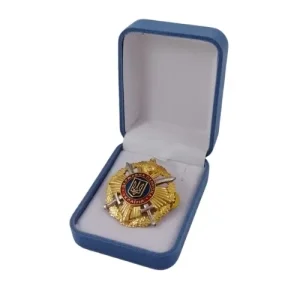 Футляр класичний для нагород медалей монет піктограм сіро-синій оксамитовий 0623