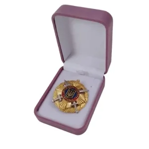 Футляр классический для наград медалей монет иконок розово-серый бархатный