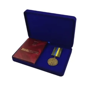 Великий класичний футляр для нагород, медалей, монет, орденів значків синій оксамитовий 0629