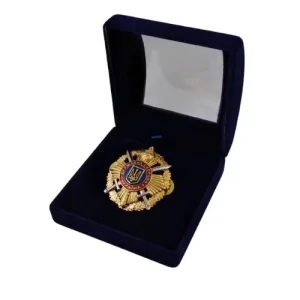 Классический футляр для наград, медалей, орденов, монет, значков синий бархатный с прозрачной крышкой 183В