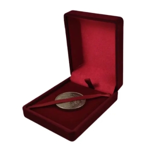 Футляр классический для наград, медалей, орденов, монет, иконок бордовый бархатный ML-15